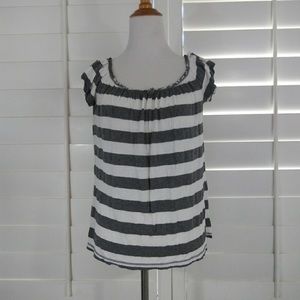 Juicy Couture gray & white striped cap sleeve top